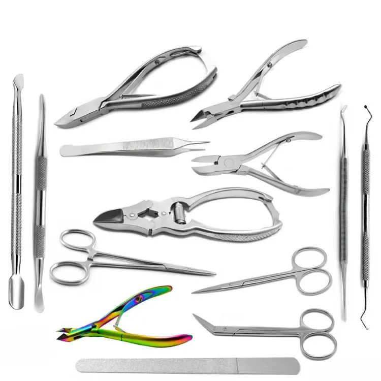 Professional Stainless Steel Podiatry Chiropody Tools Set For Foot Care Treatment And Nail Maintenance Kit