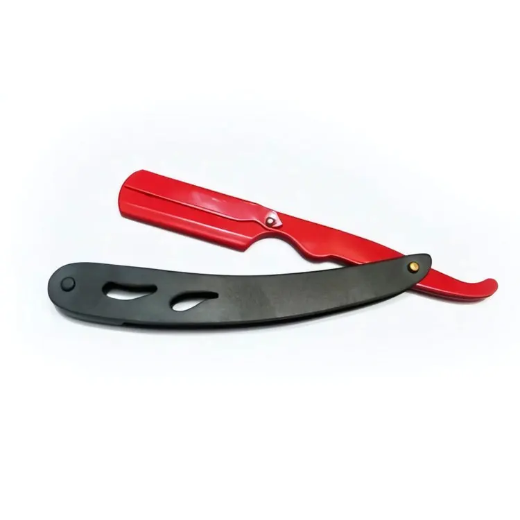 Premium Stainless Steel Barber Straight Razor With Red And Black Color Coated Professional Shaving Tool