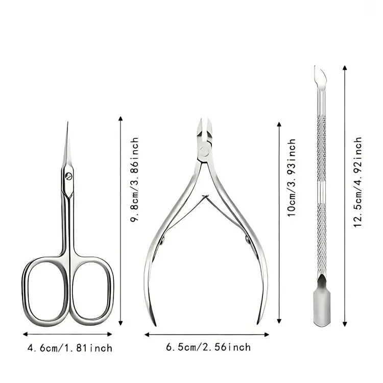 Premium Stainless Steel Manicure And Pedicure Tool Set With Cuticle Scissors Nipper And Cuticle Pusher