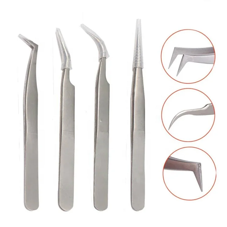 Stainless Steel Eyelash Extension Tweezers Set Precision Lash Applicator Tools For Volume Isolation Manicure Use