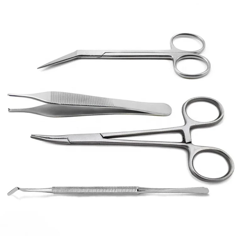 Professional Stainless Steel Podiatry Chiropody Instruments Set Of 4 Toenail Care Tools Scissors Forceps Tweezer Lifter