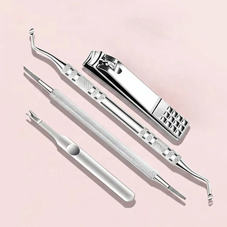 Professional Stainless Steel 4 Piece Manicure Pedicure Set Nail Clipper Cuticle Trimmer Cleaner And Nail File Kit
