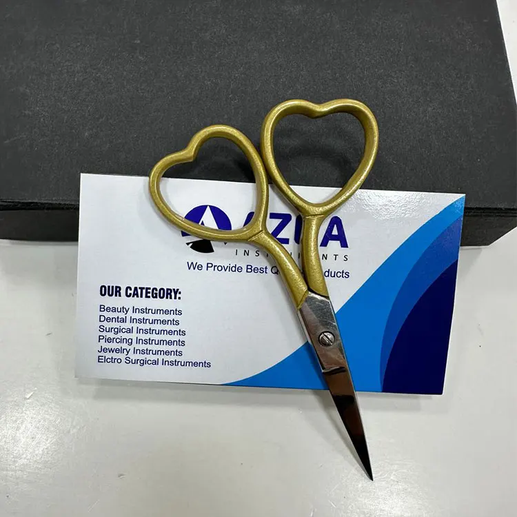 Professional Stainless Steel Gold Heart Handle Embroidery Scissors Fine Tip Sewing Thread Cutting Tool For Craft Work