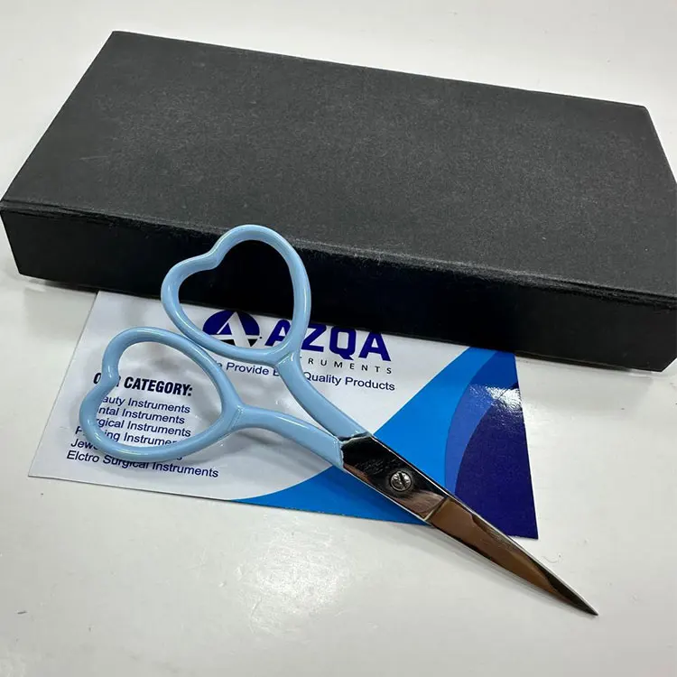 Professional Stainless Steel Embroidery Scissors Heart Shape Handle Fine Tip Precision Sewing Craft Tool