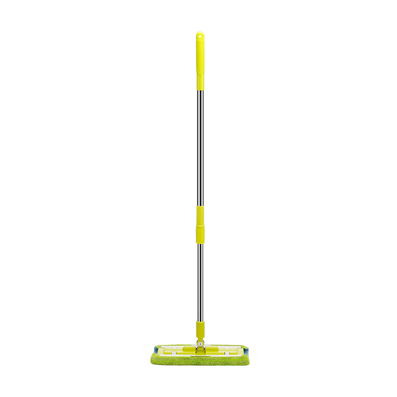 Household Hands-Free Effortless Microfiber Floor Mop Cleaning Supply Stainless Steel Flat Mop and Clip-on Cloth