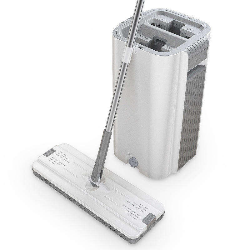 Self-Wringing Square Mop Set 360&deg; Rotating Cleaning System with Detachable Bucket