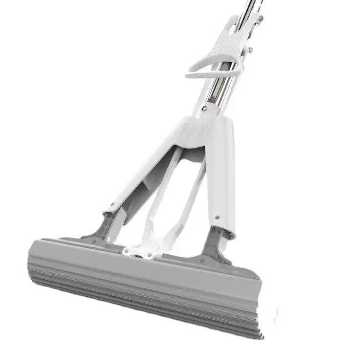 Extendable PVA Mop with Rotating Self-Draining Head - Squeeze Technology for Wood & Tile Floors Cleaning
