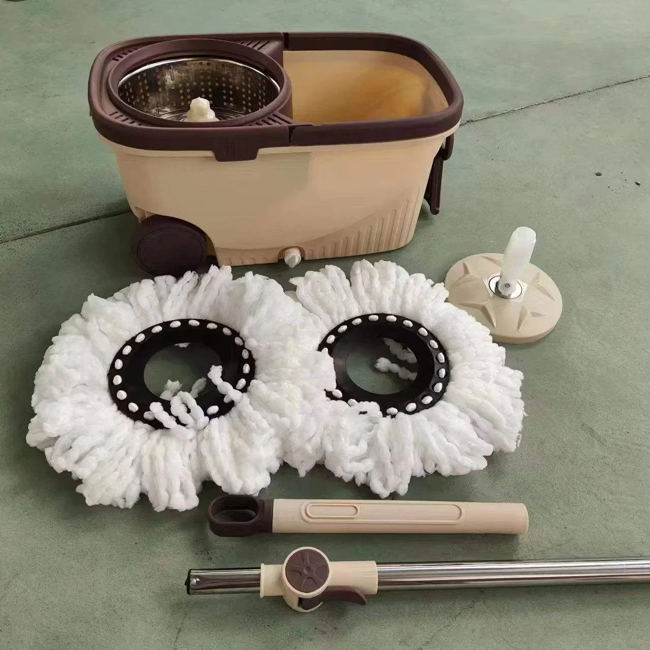 Super Portable Small Dual Wheel Mop with Handle and Rotating Bucket
