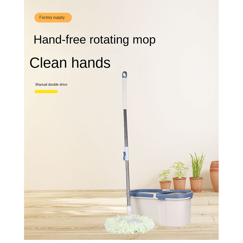 Quick Floor Cleaning Microfiber Spin Mop with Double Turbine and Hand Pressure
