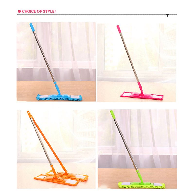 Household Essential Colorful Flat Mop Stainless Steel Handle Reusable Mop