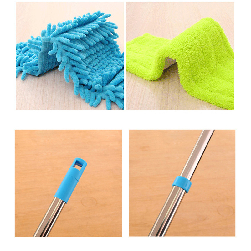 Quick-Cleaning Colorful Flat Mop Stainless Steel Handle Reusable Chenille Mop