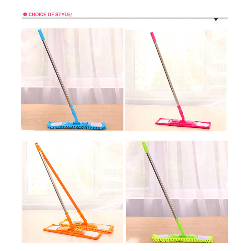 Lightweight Colorful Flat Mop Stainless Steel Handle Reusable Microfiber Mop
