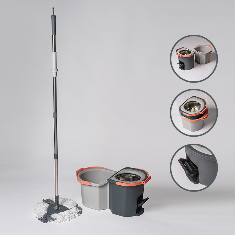 Microfiber Mop with Pedal Rotating Detachable and Foldable Bucket Set Floor Cleaning