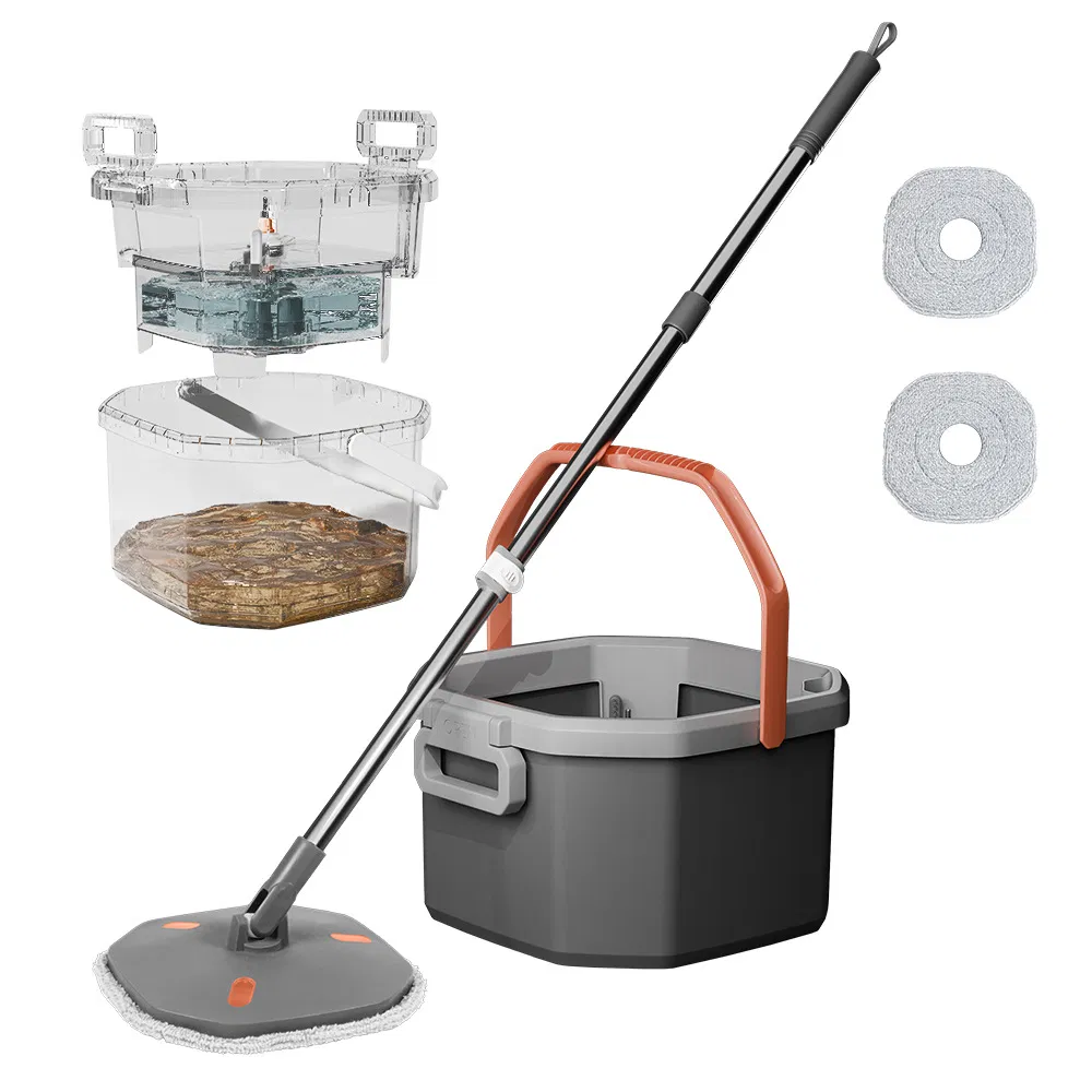 Octagonal Clean-and-Dirty Separation Mop Bucket with Rotating Mop for Floor Cleaning