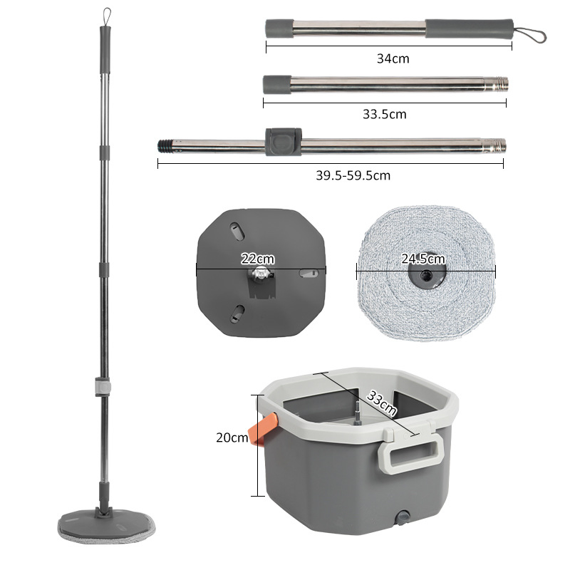 Octagonal Clean-Dirty Separation Mop Bucket with Clean-Dirty Separation Microfiber Floor Rotating Mop