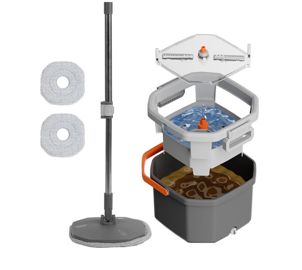 Hand-Free Floor Cleaning Microfiber Rotating Octagonal Mop with Clean-Dirty Separation Bucket Set