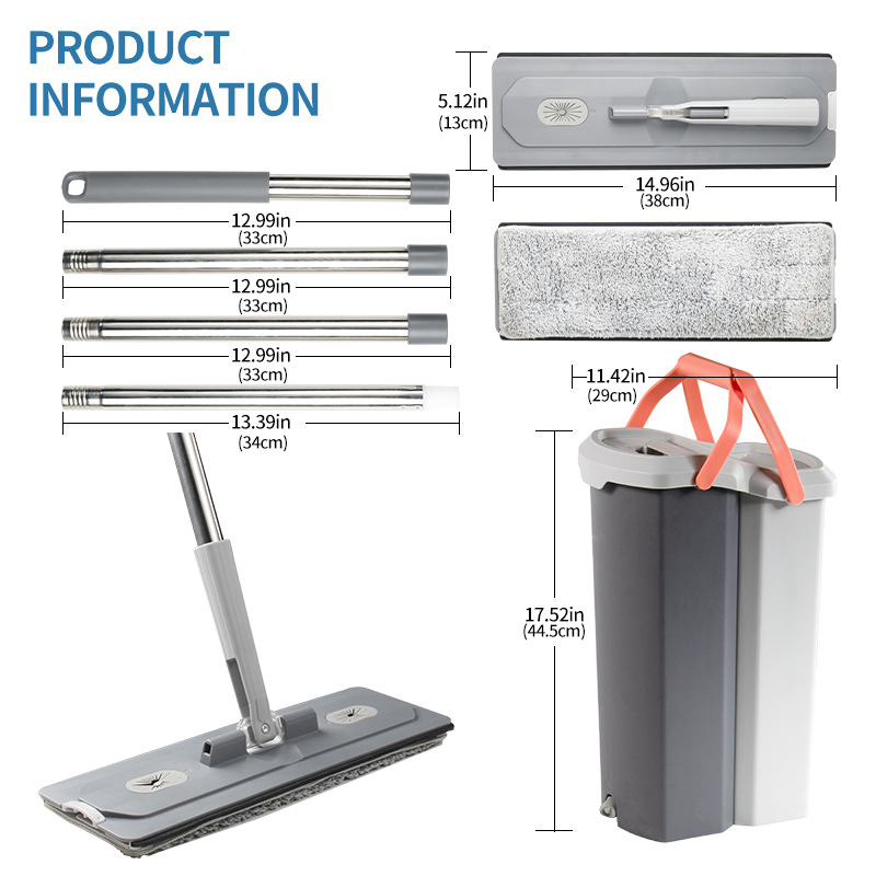 New Mold Separation Bucket with Large Flat Cleaning Floor Mop Set