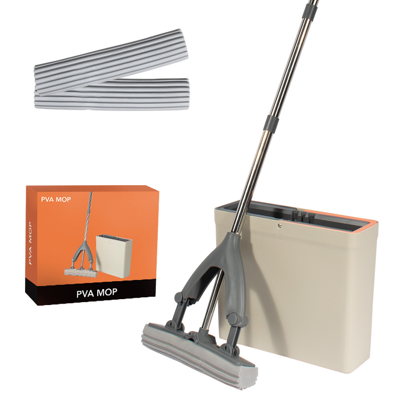 Household PVA Sponge Floor Cleaning Mop with Rectangular Bucket