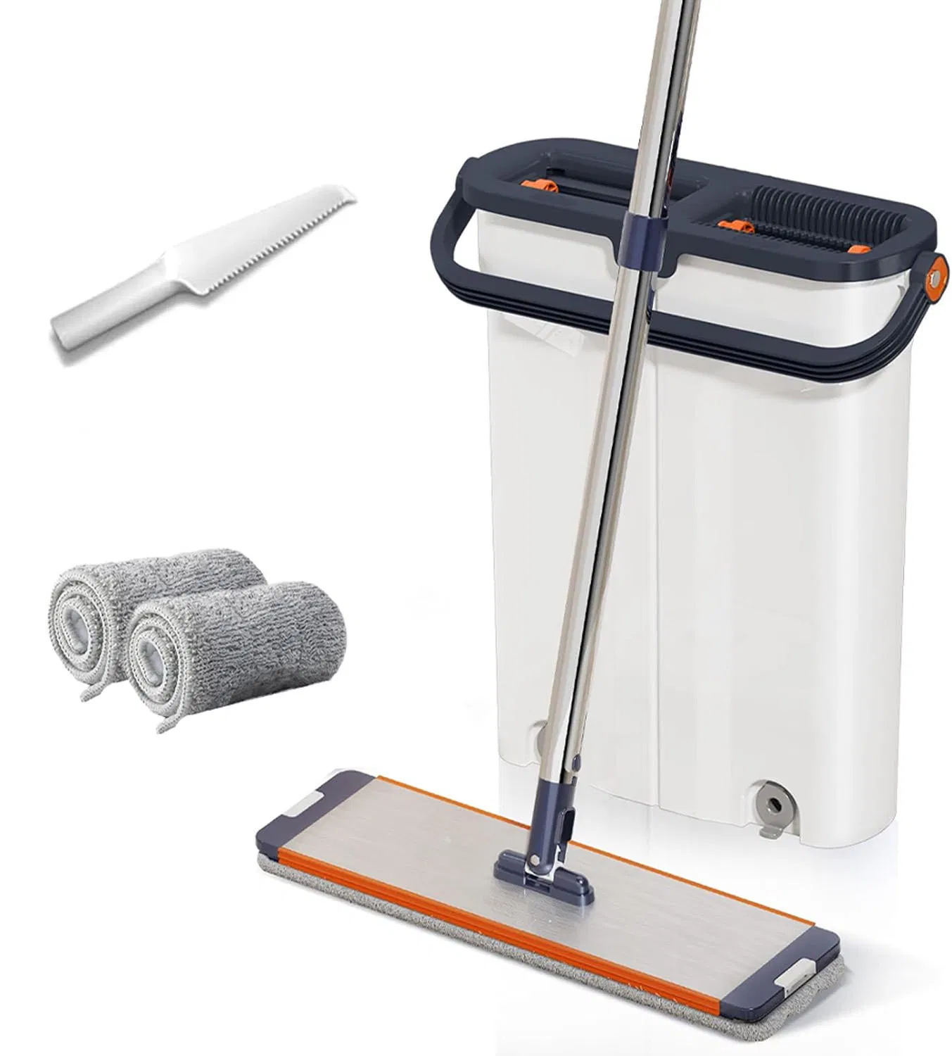Aluminum Extendable Cleaning Microfiber Flat Mop with Bucket Easy Floor Cleaning