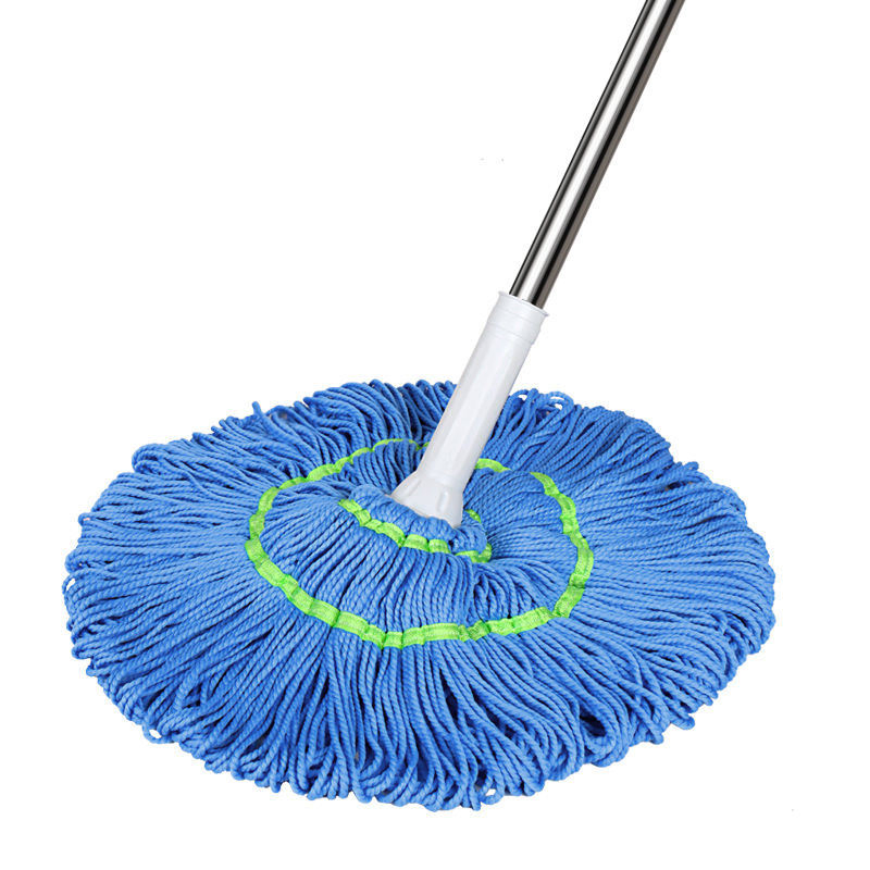 Hands-Free Self-Wringing Telescopic Stainless Steel Pole Rotary Twisting Water Round Microfiber Flat Mop
