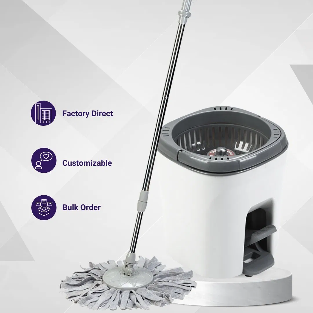 Foot Pedal Rotating Detachable Microfiber Floor Cleaning Mop Self-Wringing Cleaning Spin Mop