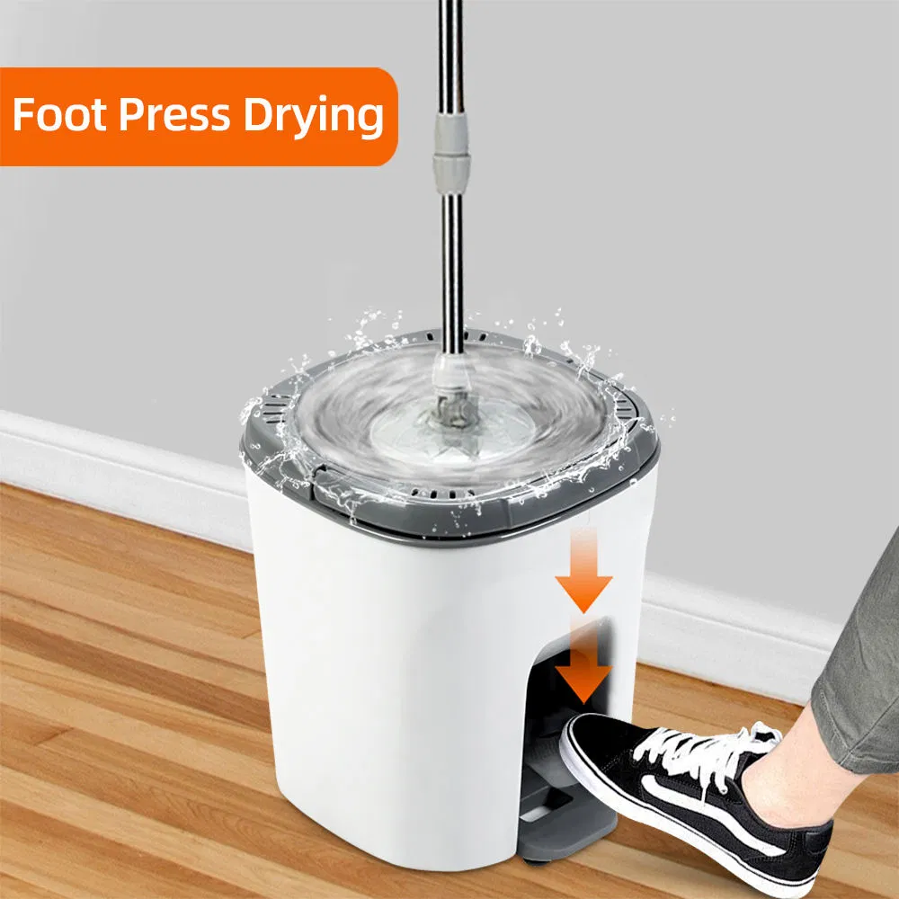 Household Magic Floor Cleaning Microfiber Telescopic Mop with Foot Pedal Self-Wringer Rotating Spin Mop