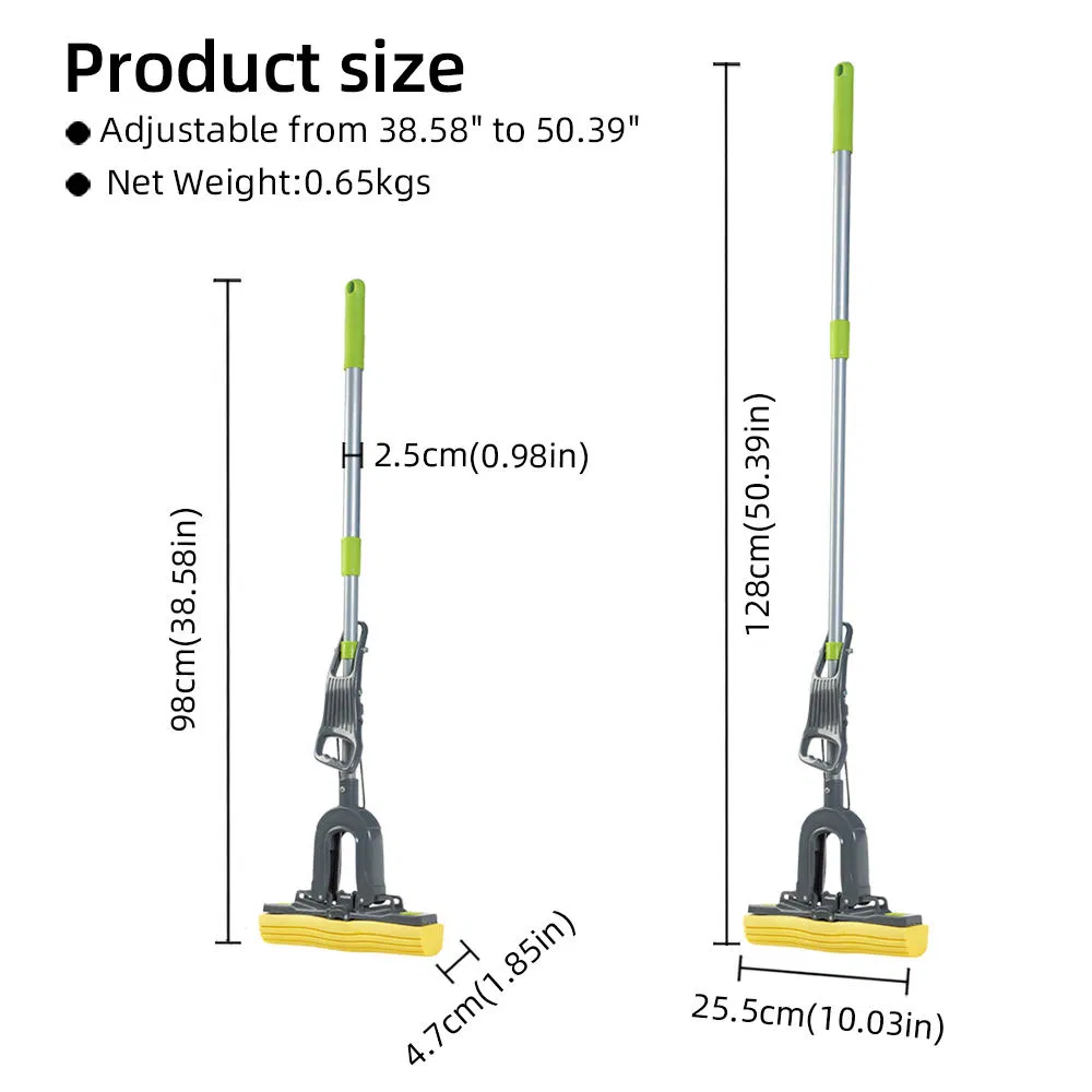 Household Eco-Friendly PVA Sponge Mop with Extendable Handle Magic Floor Cleaner