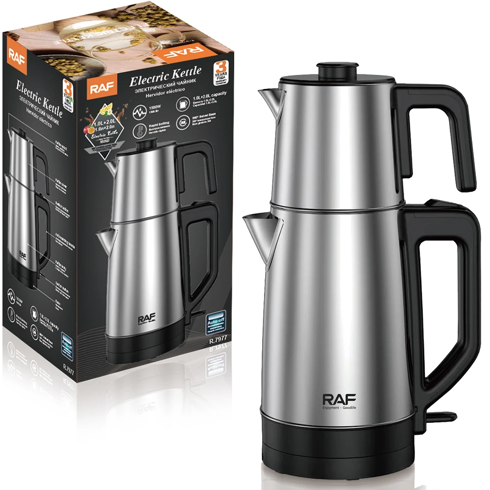 Raf Electric Kettle Double Layer Design 1500w Rapid Boil 3l Capacity With 360 Swivel Base Hervidor El&eacute;ctrico