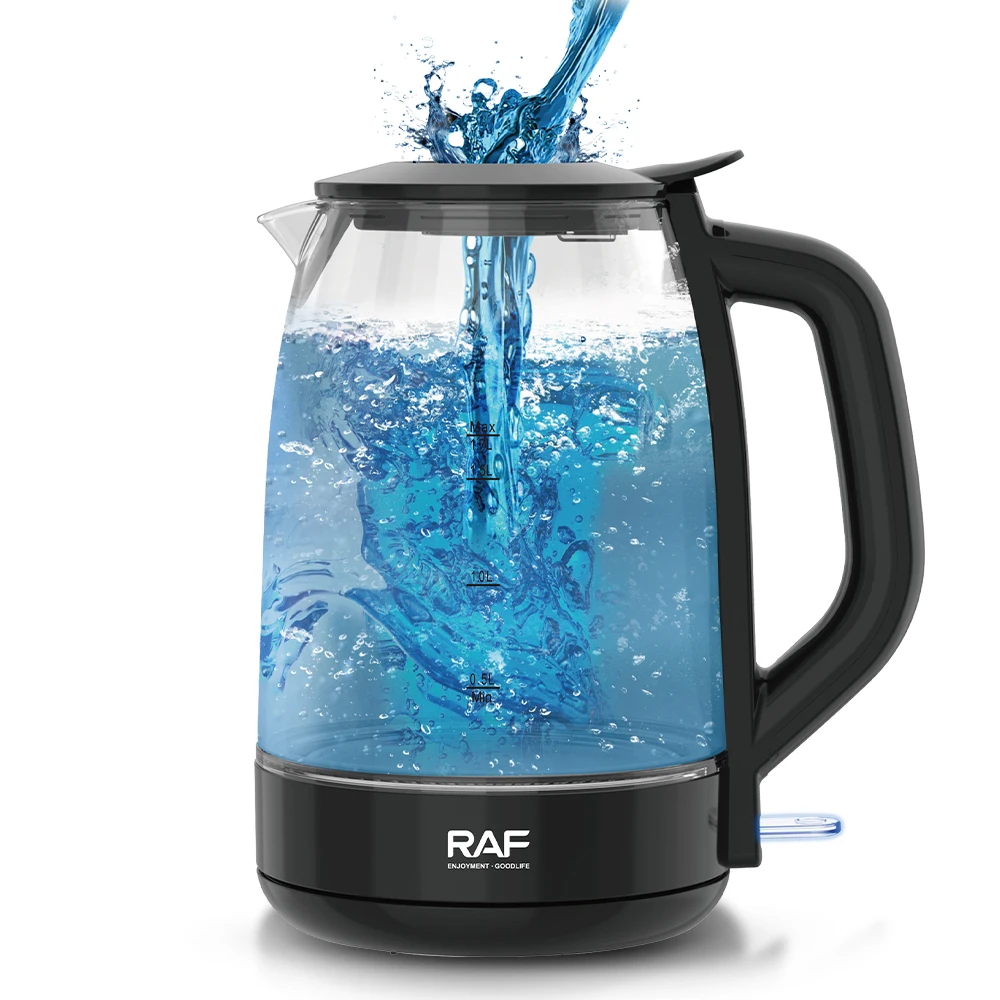 Raf 1850-2200w Electric Kettle Glass 1.7l Borosilicate Glass Bpa Free Auto Off 360 Swivel Base Fast Boiling Kettle