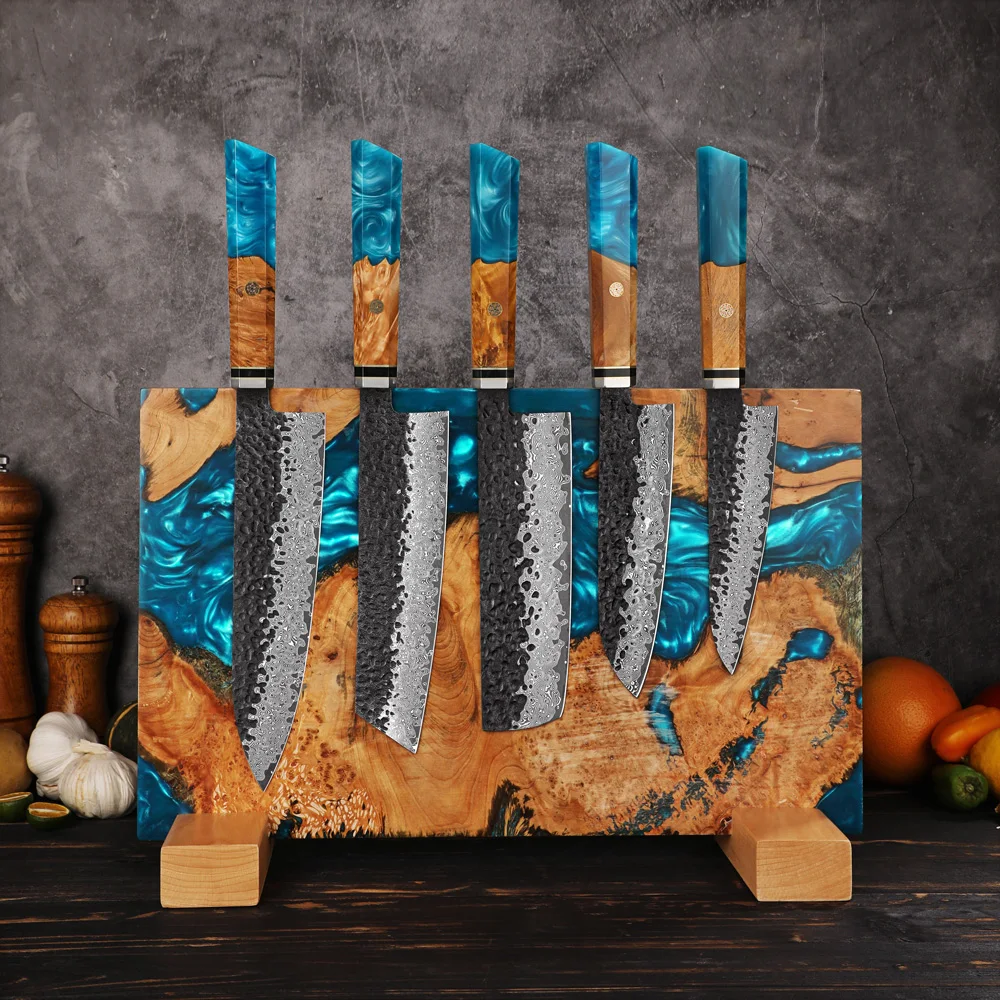 Amber Kitchen Magnetic Knife Holder Rack Wood Knives Block Magnetic Stands With Strong Enhanced Magnets Knife Display
