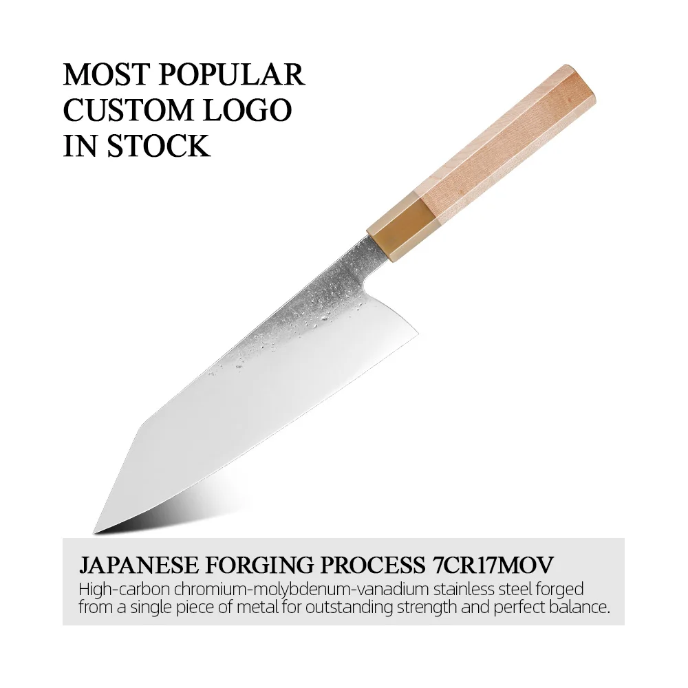 Hand Forged 8 Inch Bunka Knife 7cr17mov Nashiji Tsuchime K-tip Japanese Multipurpose Chef Knife Chopping Dicing