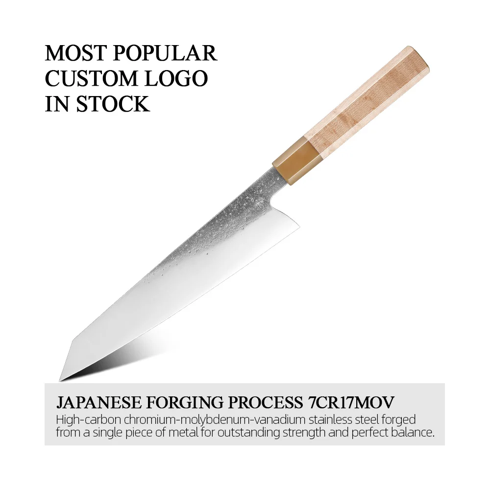 9 Inch Kiritsuke Japanese Knife 7cr17mov Stainless Steel Forged Cooking Knife Wood Handle Kitchen Chopping