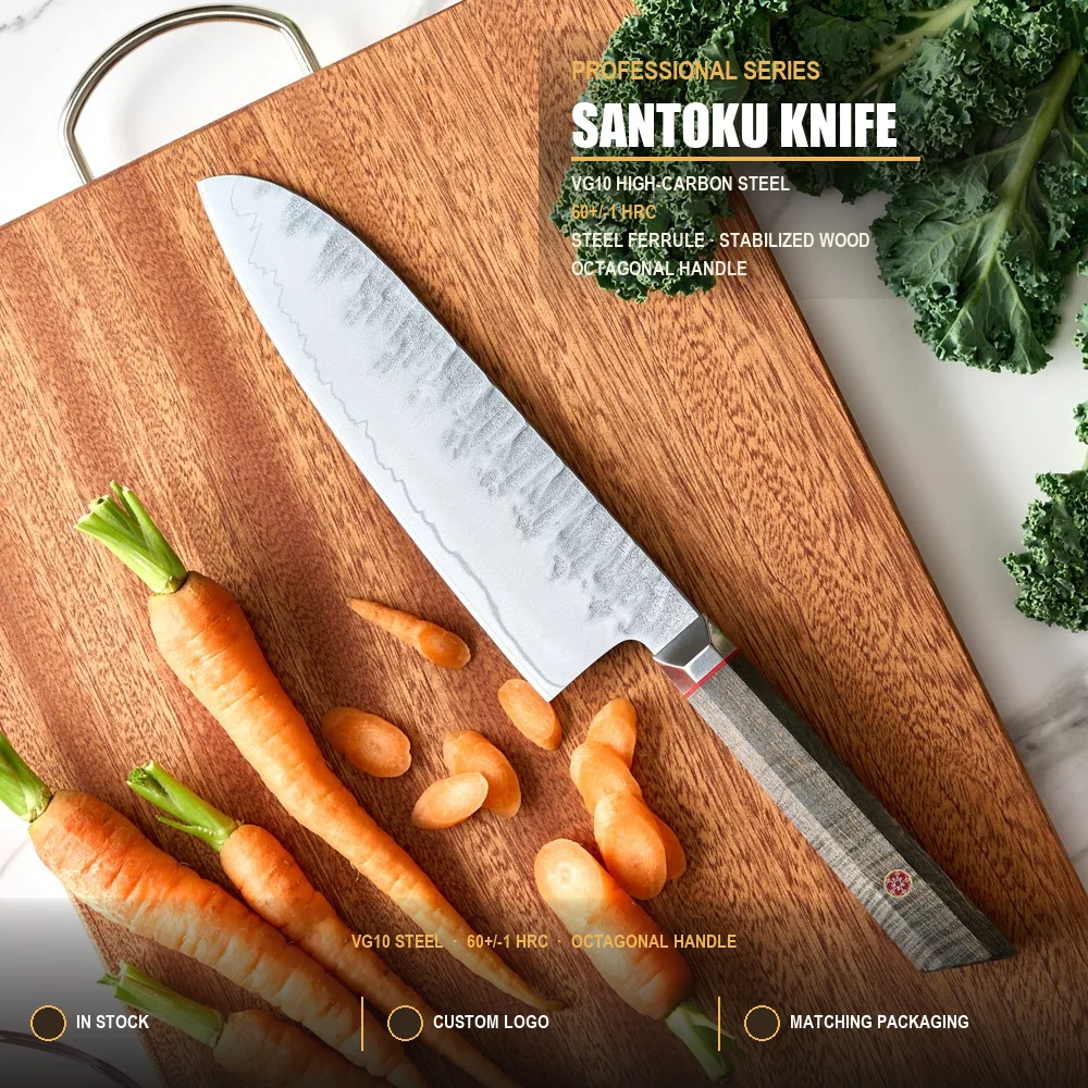 7 Inch Vg10 High Carbon Steel Santoku Knife Hand Forged Wood Handle Japanese Style Knife Kitchen Home Cooking By Amber Knife
