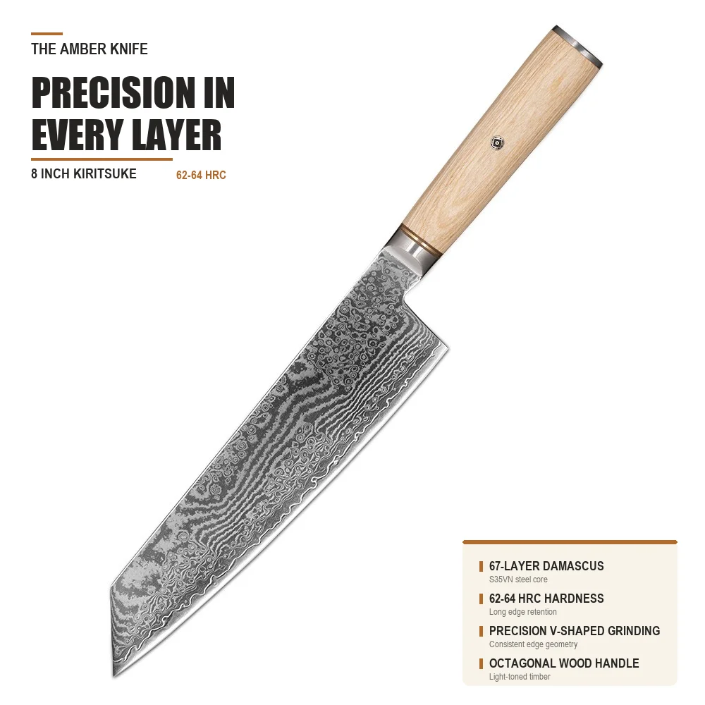 14cr Core S35vn Powder Steel Damascus Kiritsuke Knife 8 Inch 62-64 Hrc K-tip Japanese Kitchen Knife Food Cutting Home Cooking