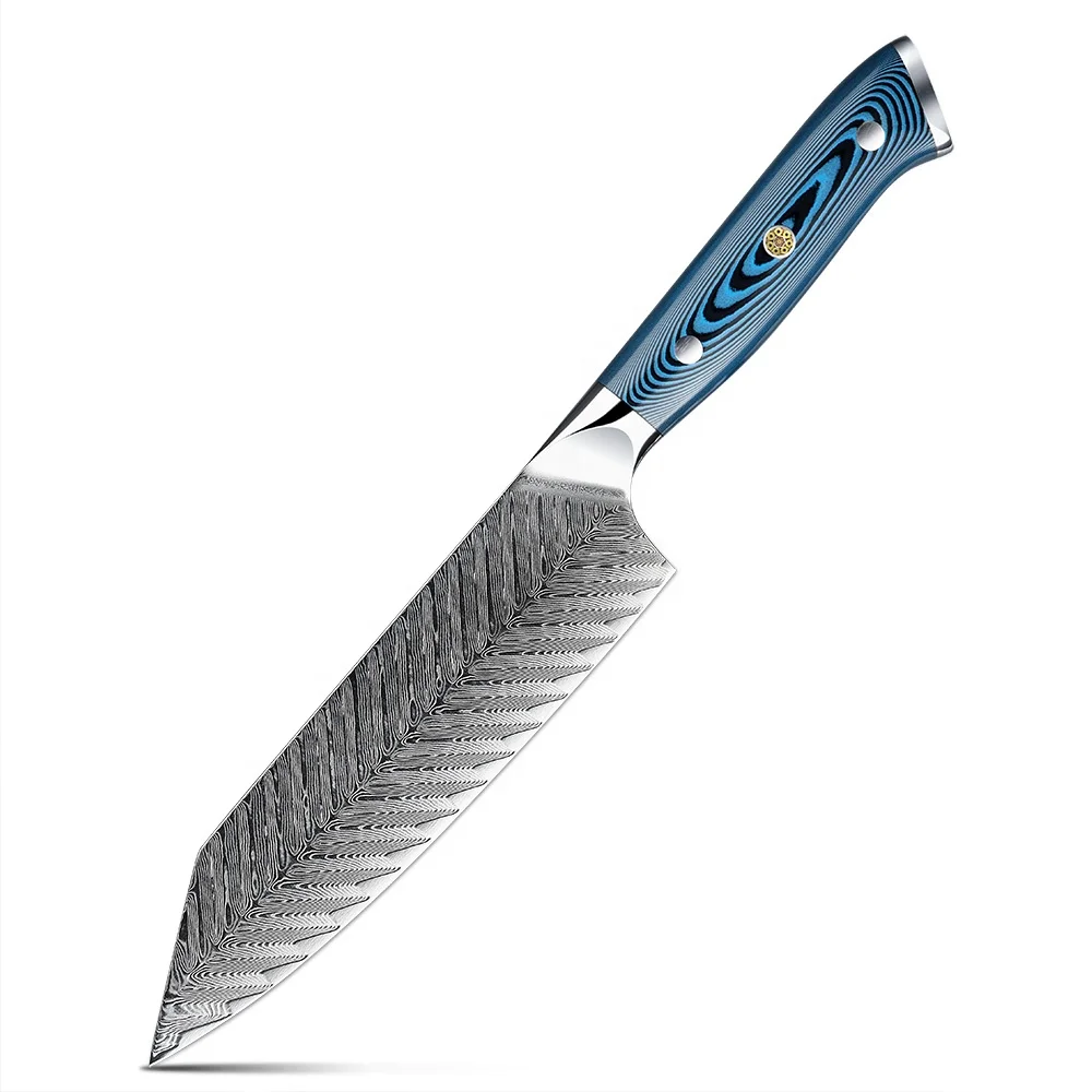 New Arrival Professional Chef Knife 73 Layers Aus10 Japanese Cleaver Damascus Steel Bunka 7inch Wooden Nakiri With Custom Logo