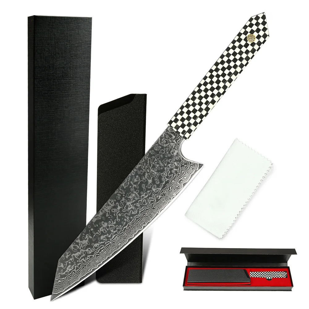 Custom Logo Kitchen Chef Knives Stainless Steel Damascus Chef Knives With Mosaic Resin Handle