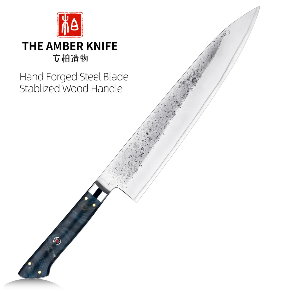 Amber Hand Forged Silver Blade 9inch Gyuto Chef Knife Japanese Chef Knife Japanese Knife