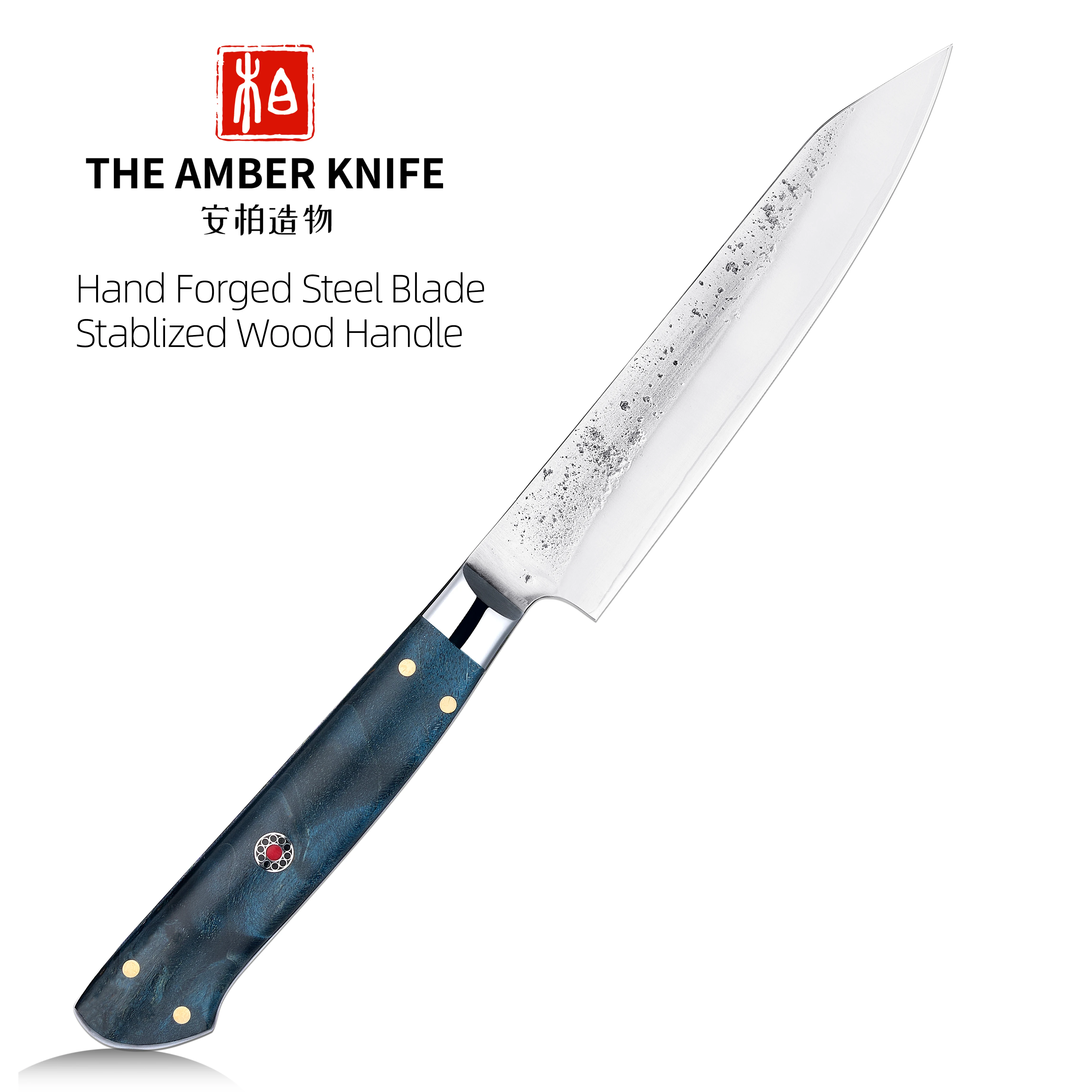 Amber Hand Forged Blade 6inch Vegetable Utility Paring Knife Handmade Japanese Kitchen Knives