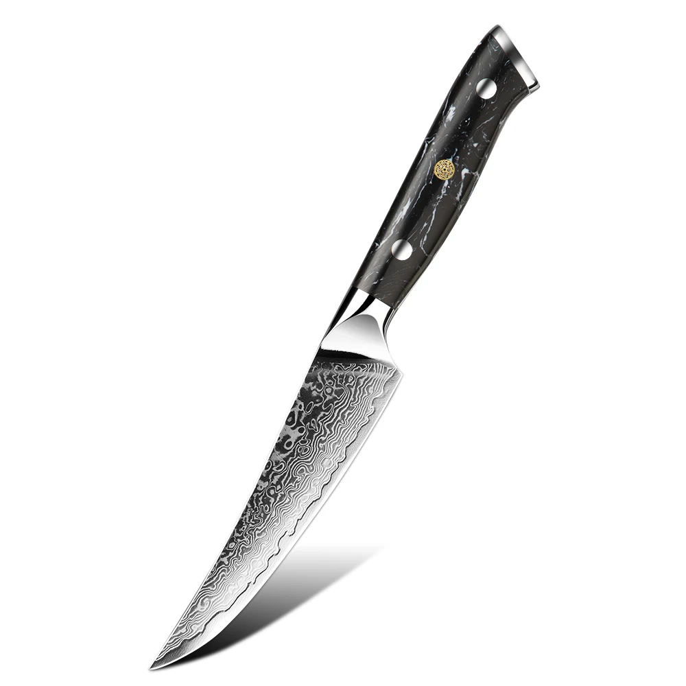 Amber Vg10 Damascus Steel Kitchen Knife 5 Inch Professional Damascus Steak Knife By Individual Piece