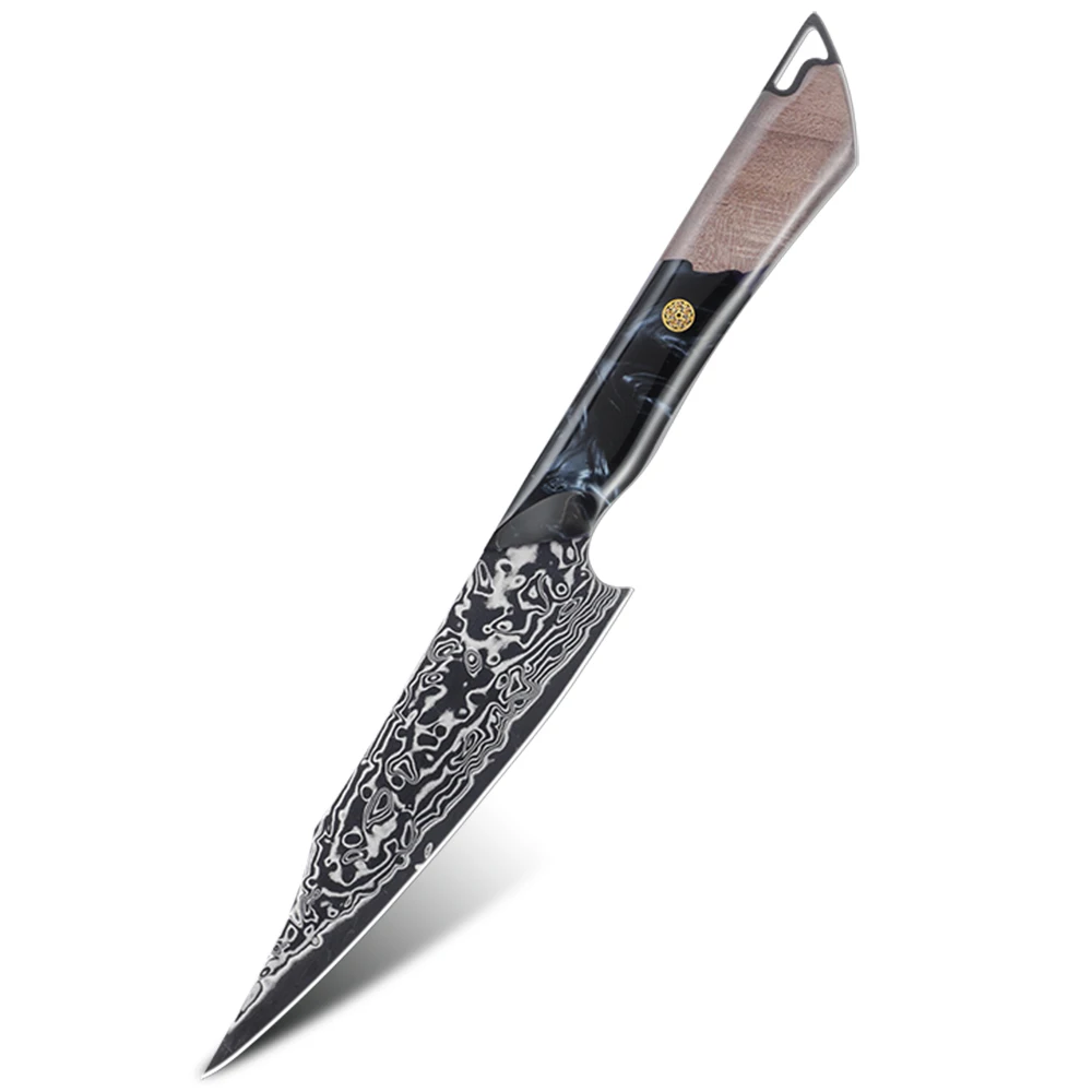Anti-stick Dlc Like Best Knife Blades Black Vg10 Damascus Boning Fish Fillet Utility Fruit Paring Knife Of Resin Wood Handle