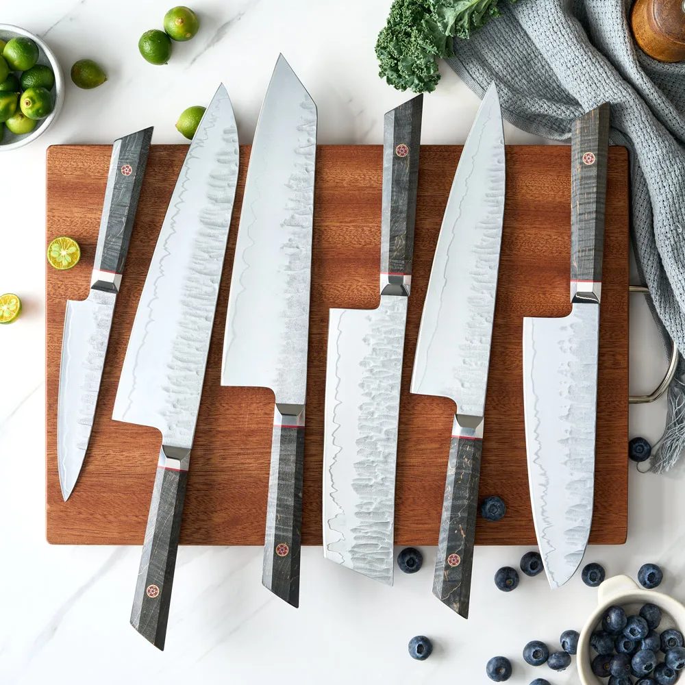 Real Forged Japanese Knife Set Chef Knife Set Silver Blade Sanmai Vg10 Steel Japanese Knife Kitchen Knives With Wood Handle