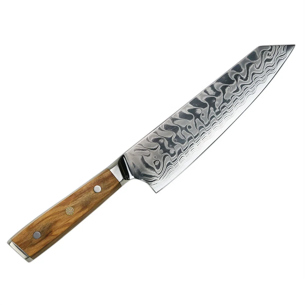 8 Inch Damascus Steel Kitchen Chef Knife With Olive Wood Handle