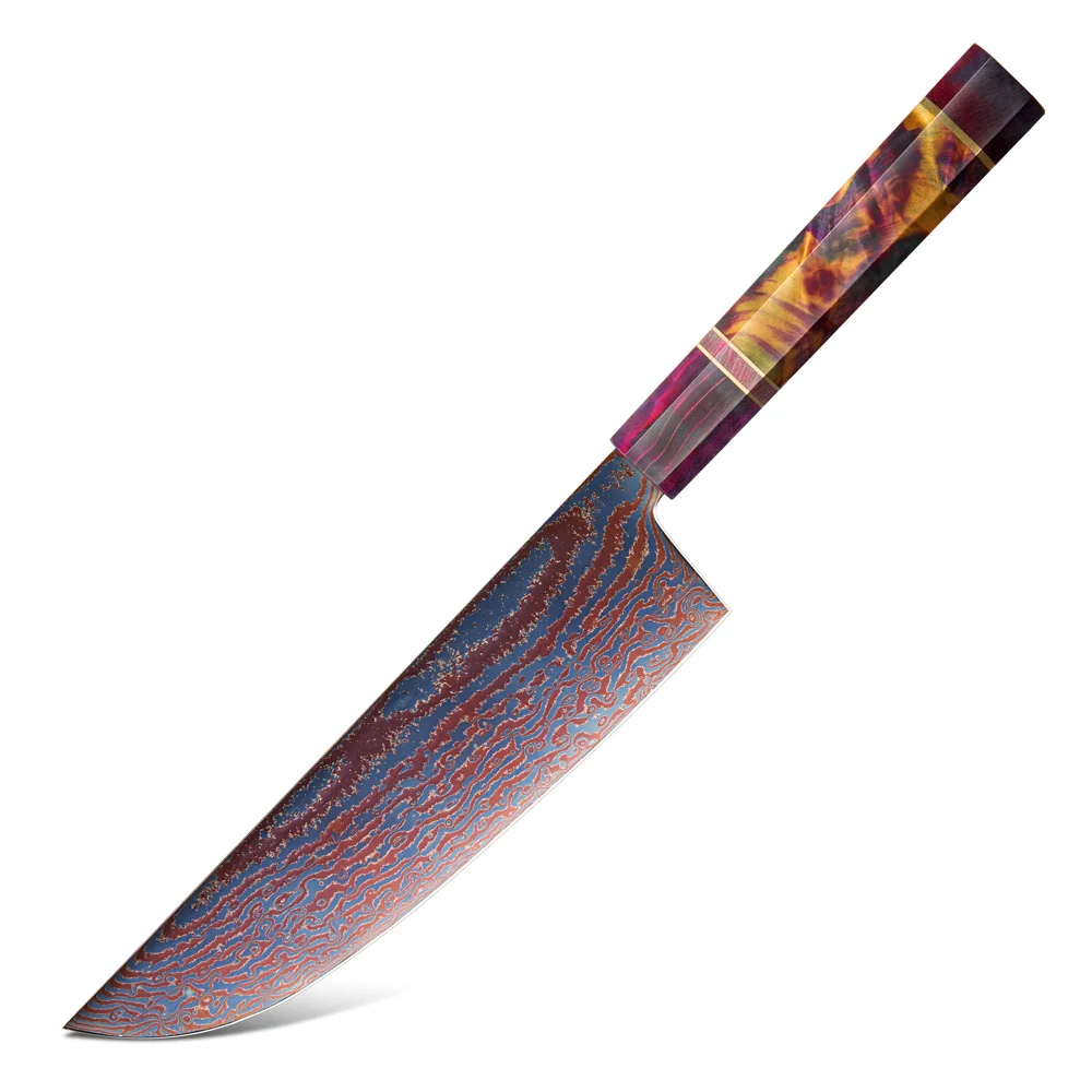 Japanese Damascus Knife 80 Layers Damascus Blue Flame Japanese Kitchen Knives Wood Handle Sakimaru Chef Knife Japanese Original