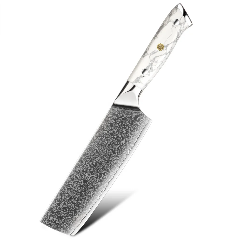 Amber Ready To Ship 67 Layers Damascus Steel Vg10 7inch Kitchen Vegetable Knife Chef Nakiri Cleaver Meat Cutting Kitchen Knife