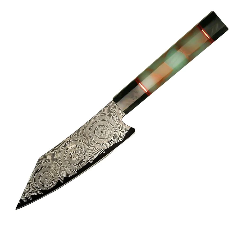 Big Rose Pattern 67 Layers Japanese Damascus Steel Kitchen Utility Knife With Fluorescent Handle