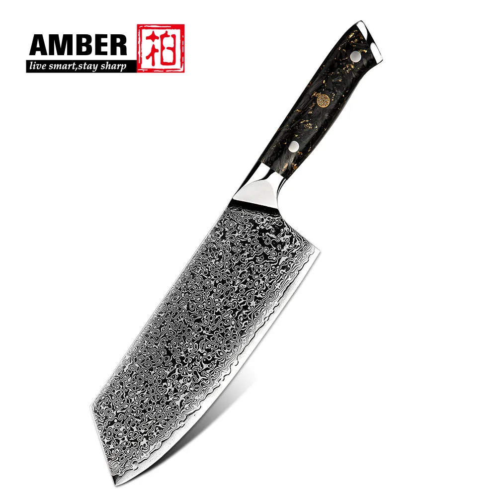 Amber Oem Vg10 Meat Knife Japanese Kitchen Knife Butcher Cleaver Knife With Carbon Fiber Handle
