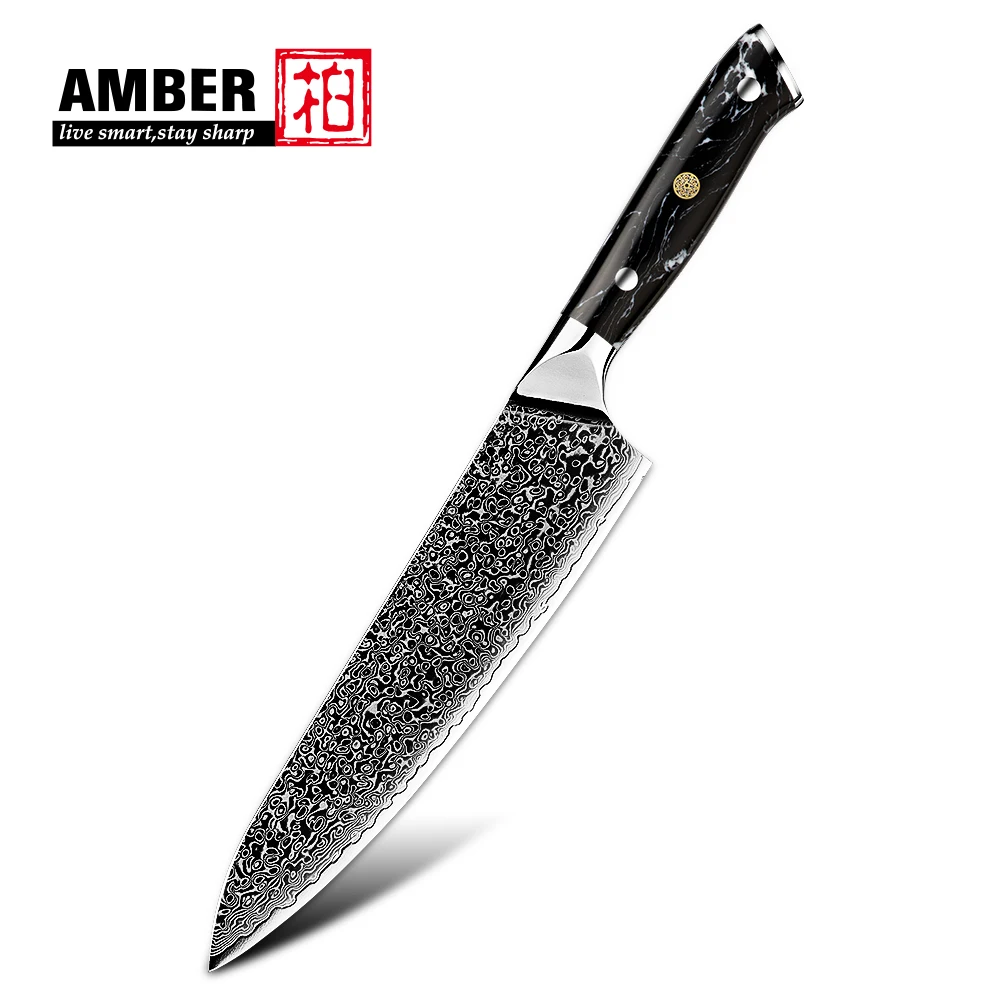 8 Inch Japanese High Carbon Steel Vg10 Damascus Professional Kitchen Chef Knife With Black Turquoise Stone Handle