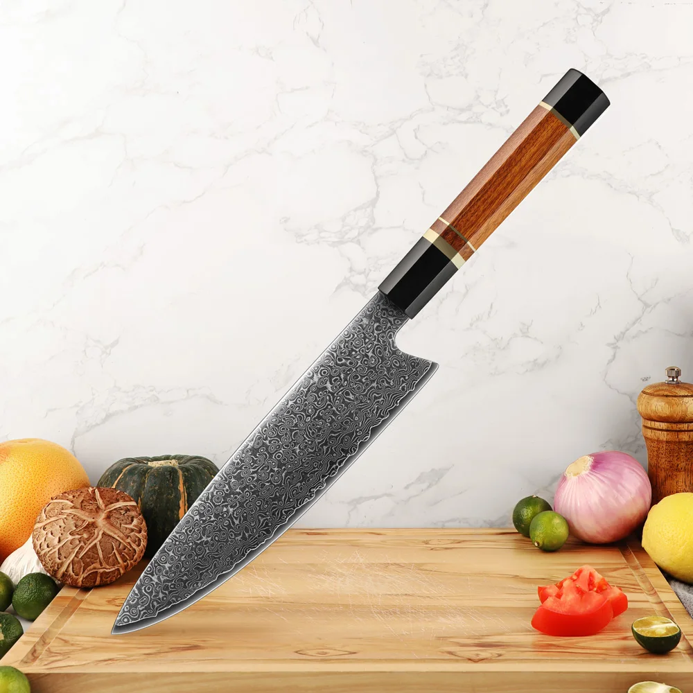 Amber New Japanese Kitchen Knives Vg10 67 Layer Damascus Steel Santoku Knife Vegetable Slicing Utility Cooking Kitchen Utensils