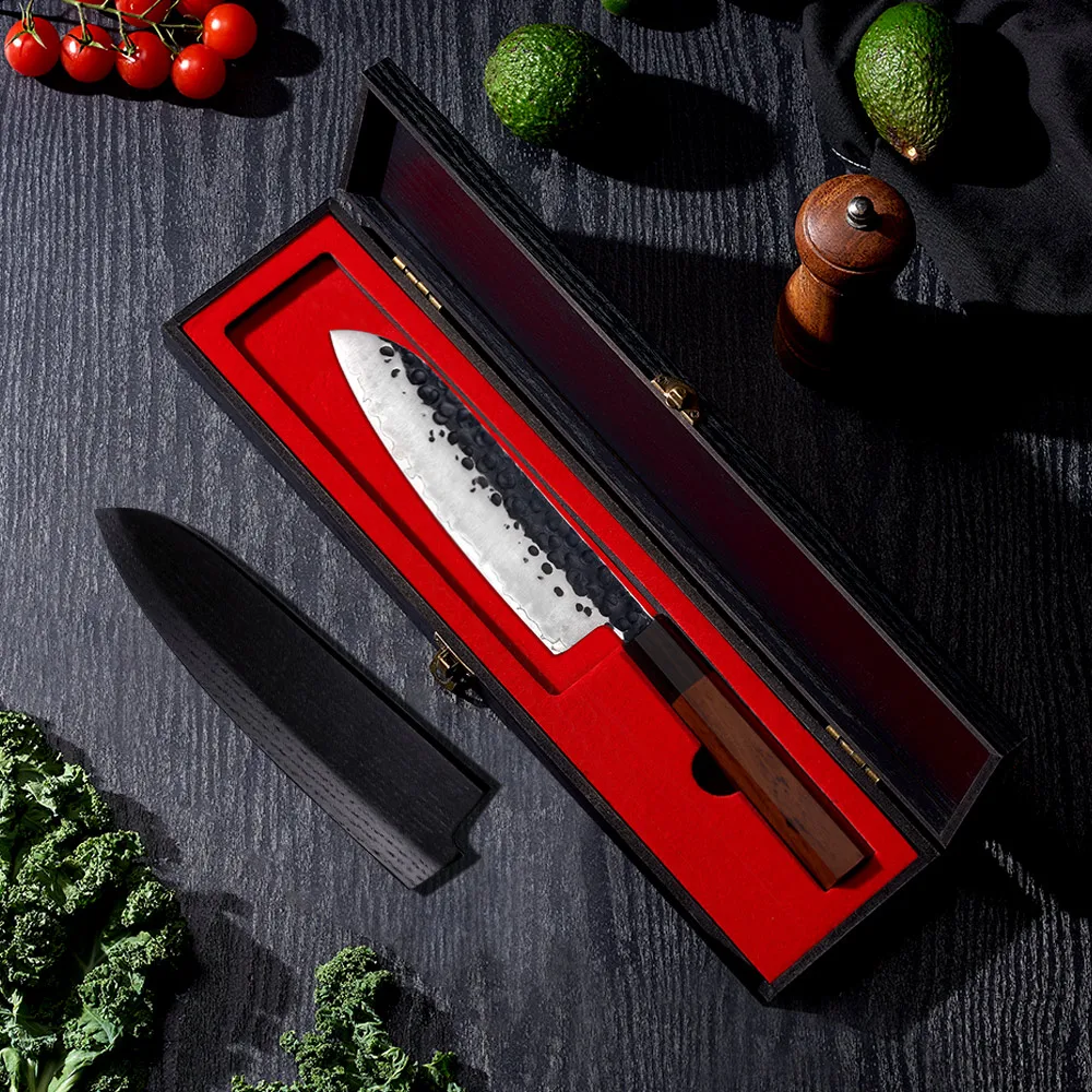 Custom Logo Wood Handle Aus10 High Carbon Stainless Steel Forged Kitchen Utility Knives
