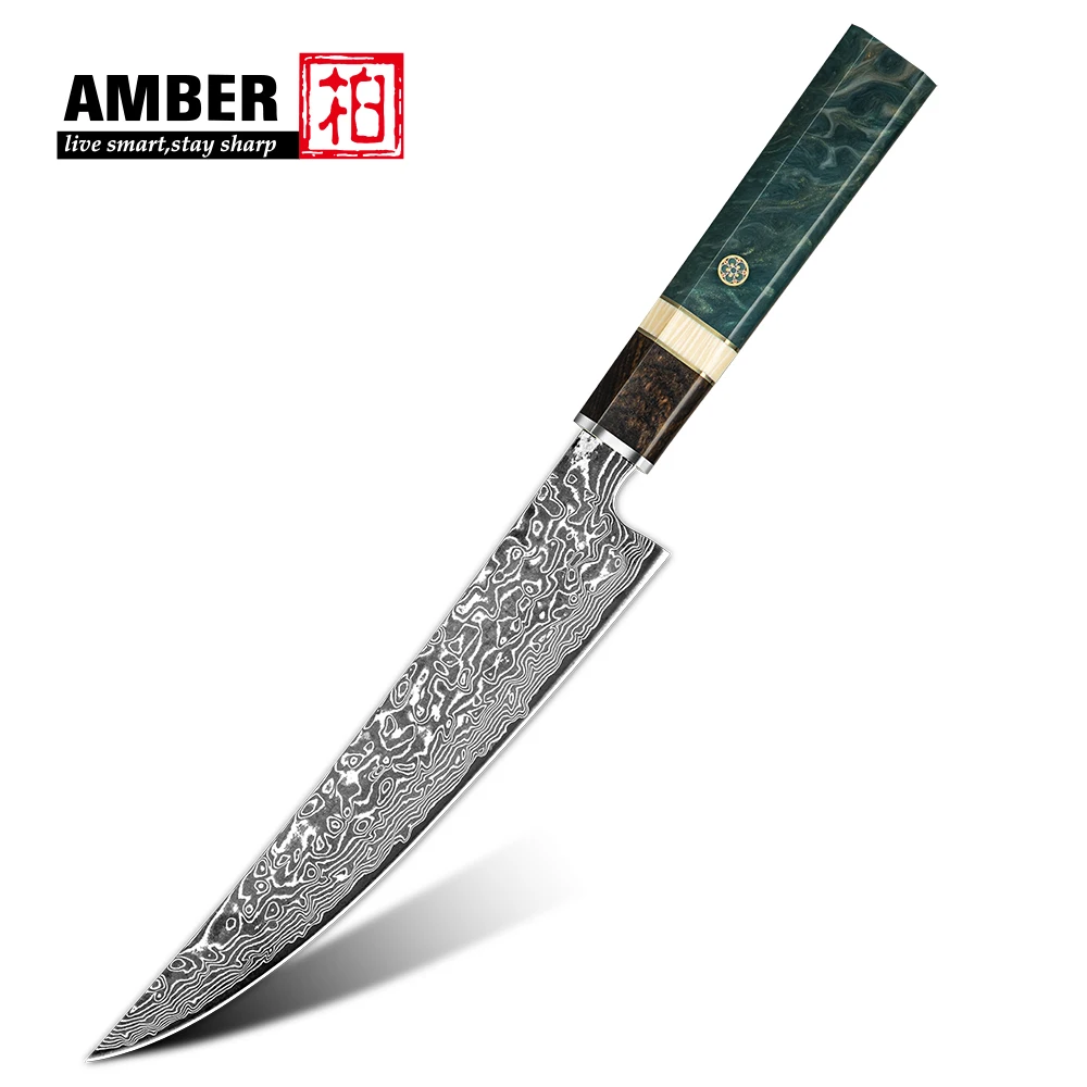 New Trend Japanese Style 67-layer Damascus Slicing Knife Effortless Acid-pickling Meat Cutting Knife With Octagonal Resin Handle